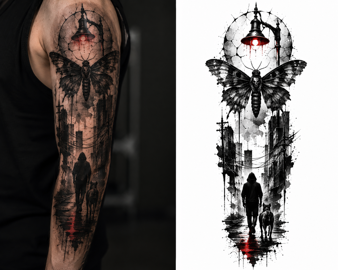 Night Moth Signal tattoo model preview