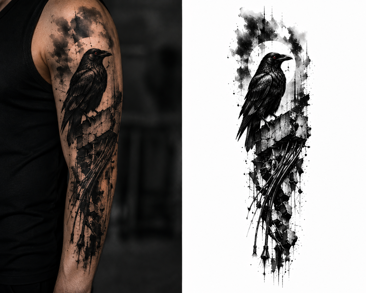 Concrete Raven tattoo model preview