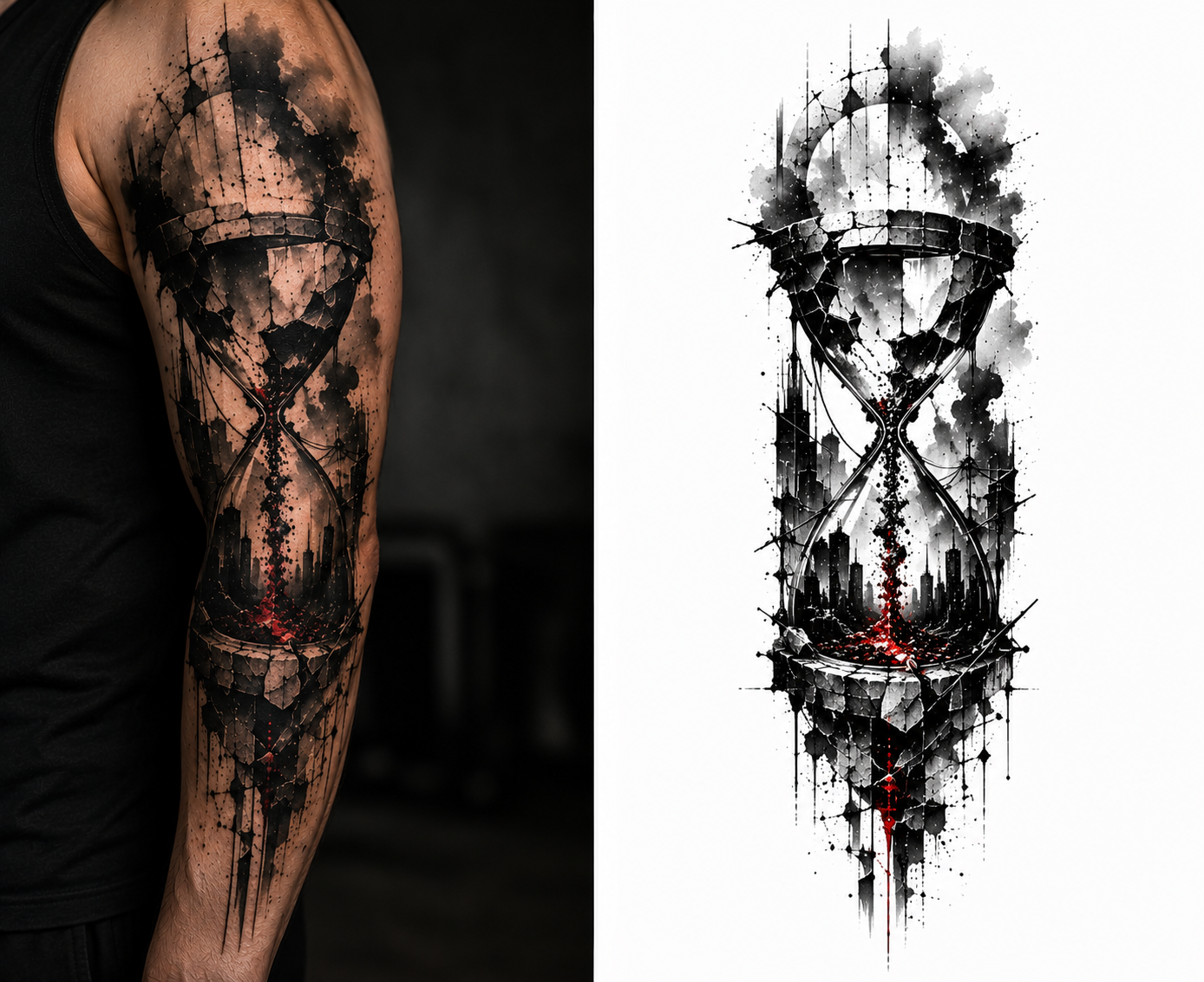 Broken Hourglass District tattoo model preview