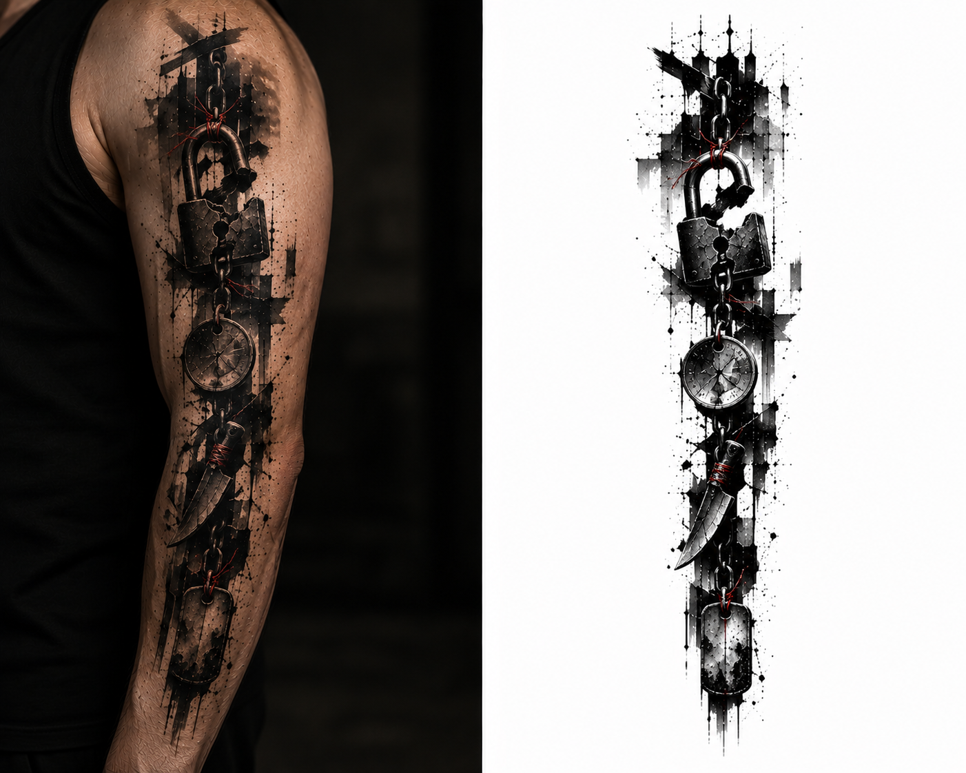 Street Charm Chain tattoo model preview