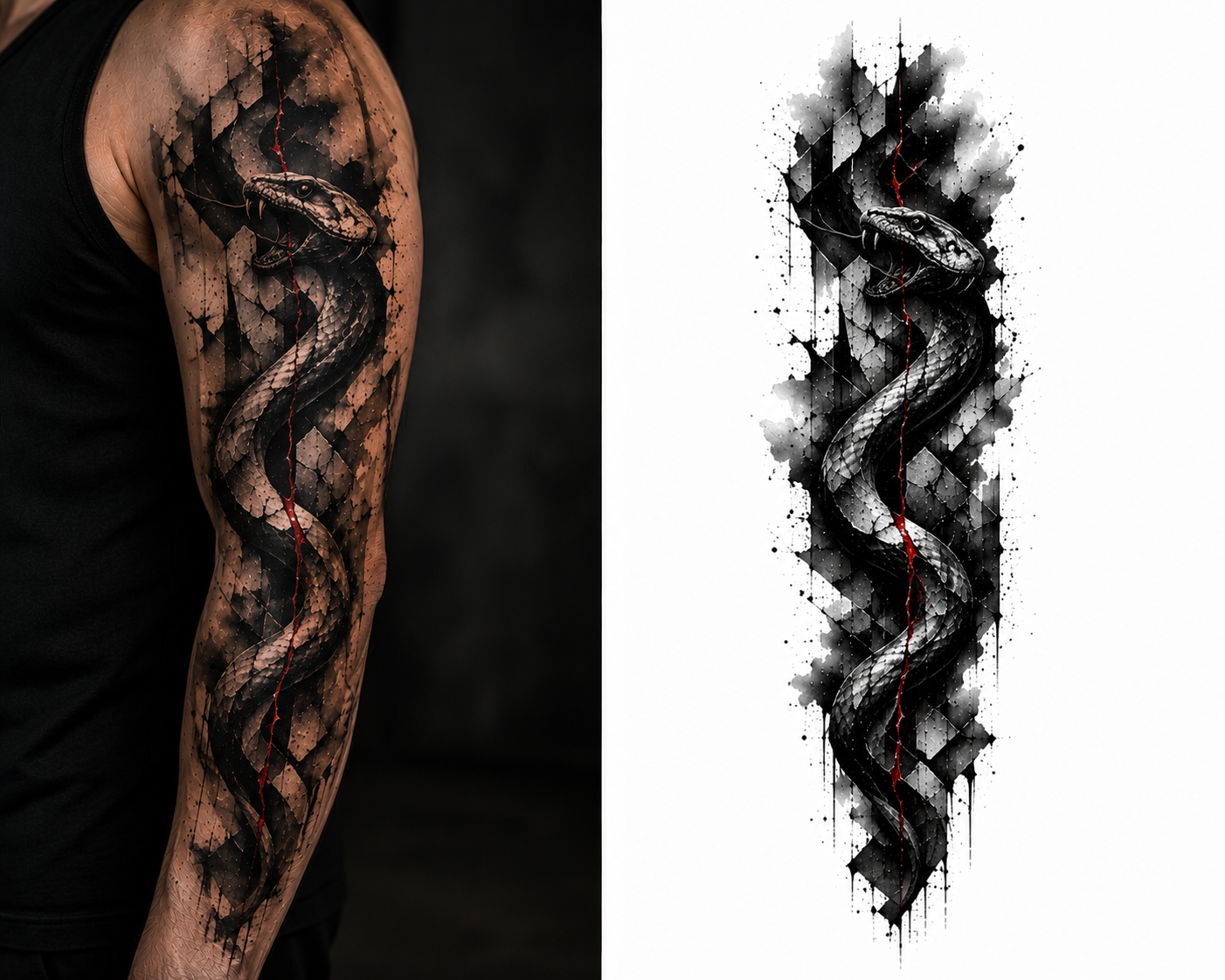 Asphalt Serpent tattoo model preview