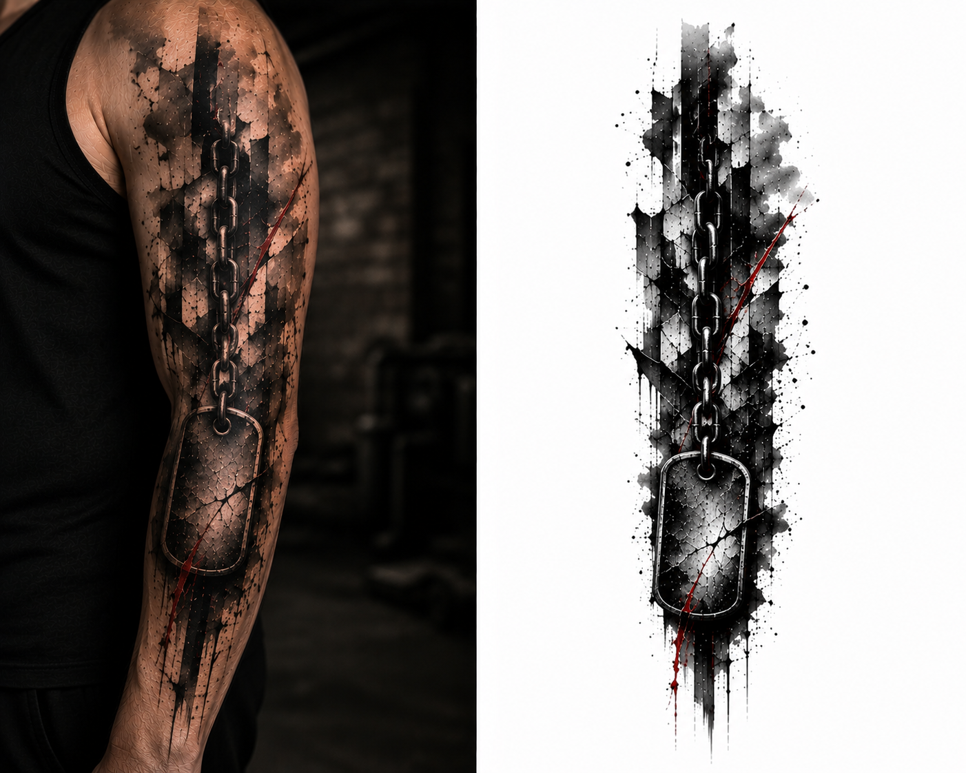 Lost Dog Tag tattoo model preview