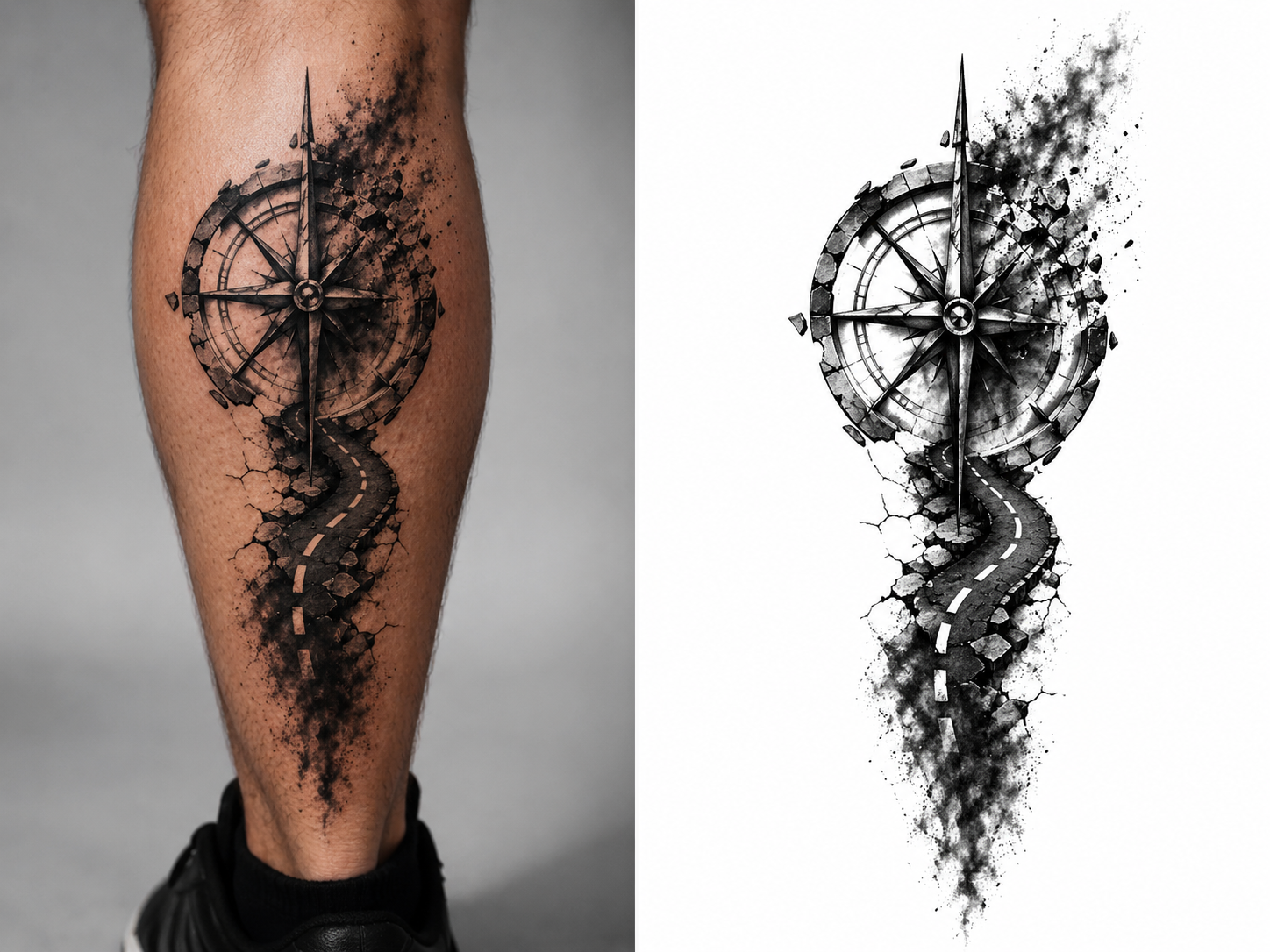 Ash Compass tattoo model preview
