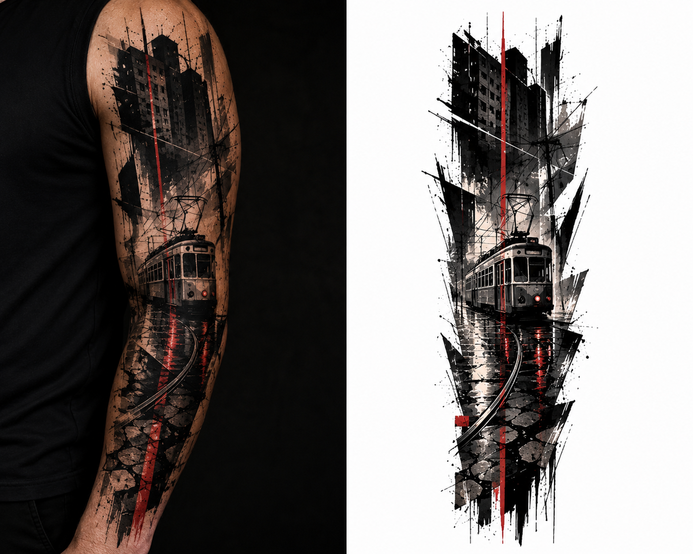 RED TRAM VEINS tattoo model preview