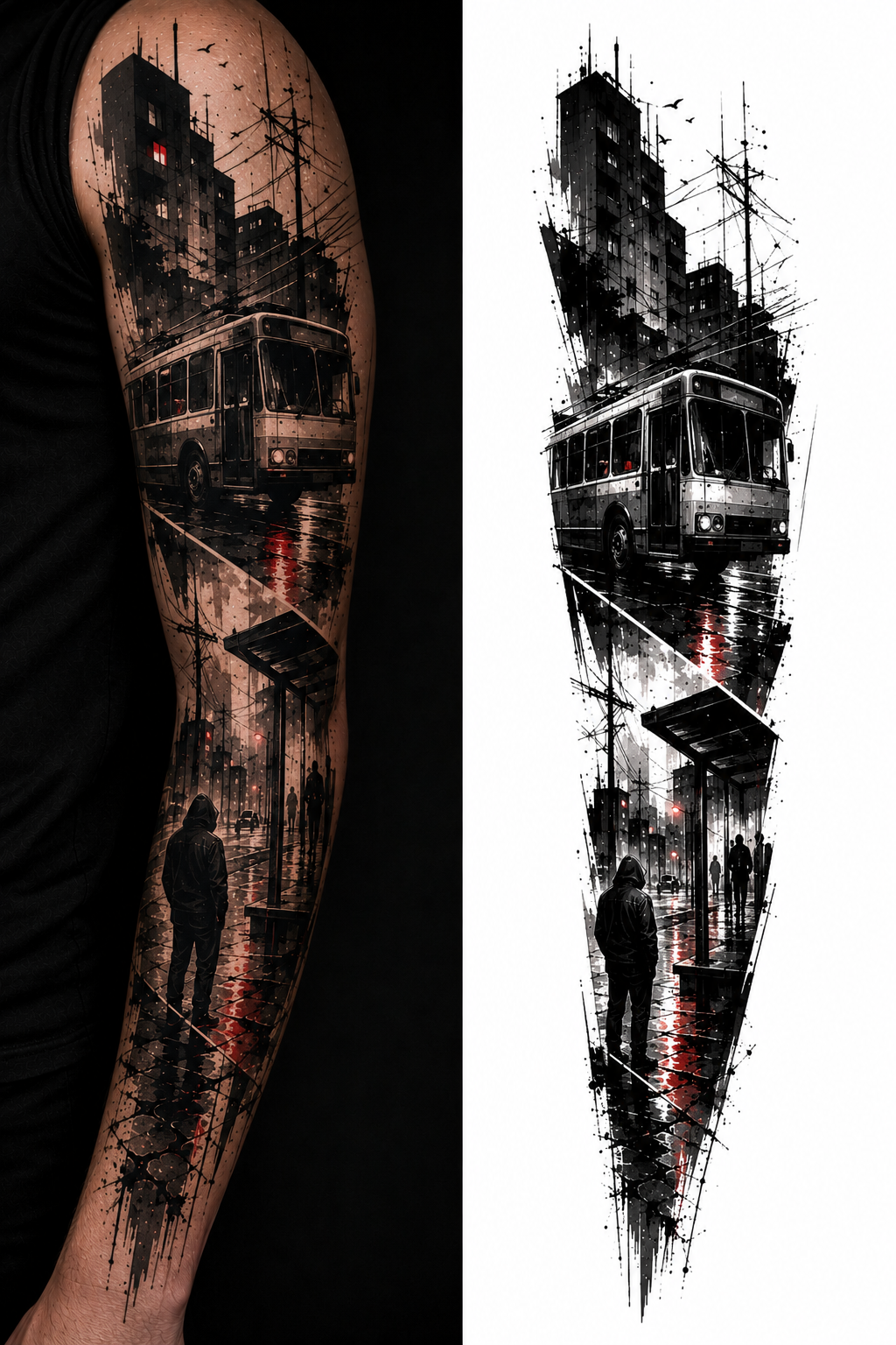 LAST NIGHT BUS tattoo model preview