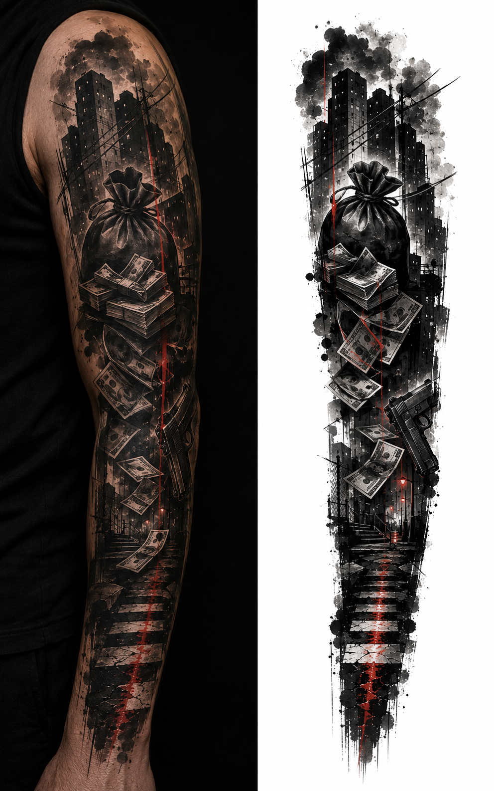 CASH ROUTE tattoo model preview